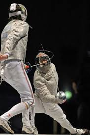Saber Bout With The Lexan View Port Known To Armourers As The Welders Mask Fencing Sport Action Poses Photo Reference