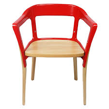 Mod Made Jasper Steel Wood Chair Red Natural Side Chairs Dining Solid Wood Dining Chairs Modern Dining Side Chairs