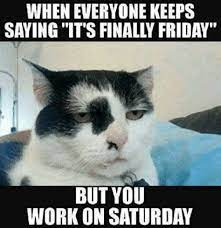 When Everyone Keeps Saving Its Finally Friday But You Work On Saturday Daily Lol Pics Work Memes Working On Saturday Funny Memes