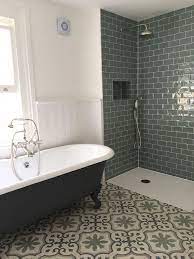 Same day dispatch free next day delivery 3 for 2! Light Bathroom With Green Metro Wall Tiles And Art Deco Floor Tiles Bathroominterior Green Tile Bathroom Green Bathroom Bathroom Interior Design