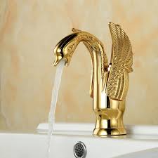 Swan Classic Style 1 Hole Solid Brass Bathroom Sink Faucet With Lever Handle In Luxury Gold In 2020 Brass Bathroom Bathroom Sink Faucets Sink Faucets