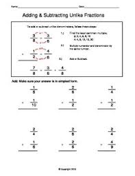 Fraction Unit Adding And Subtracting Unlike Fractions Worksheet Fractions Worksheets Unlike Fractions Unit Fractions