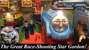 Hit streamline thomas and shooting star gordon! Thomas Friends The Great Race Toy Train Trackmaster Shooting Star Gordon Youtube