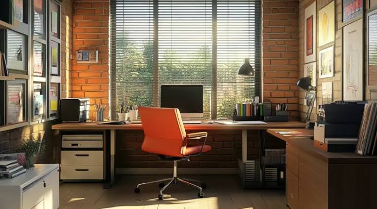 Dedicated home office setup with natural lighting in a Metro Atlanta home., 