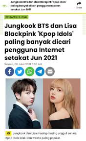 Both jungkook and lisa are extremely cordial to each other and have exchanged pleasantries whenever they have met on public gatherings. Jungkook Malaysia Slow S Tweet Malaysia Popular Online News Station Posted Article On Their Instagram Bts Jungkook Blackpink Lisa The Most Searched By Internet Users As Of June 2021 Jungkook 24 Won