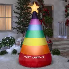 Christmas tree rainbow illustrations & vectors. Gemmy Industries Airblown Rainbow Christmas Cone Tree Opp Wayfair