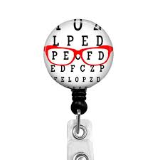 Optometry Badge Reel Eye Chart And Glasses Retractable Badge Holder For Optometrist Id Name Badge Clip Optical Tech Name Tag Style 568