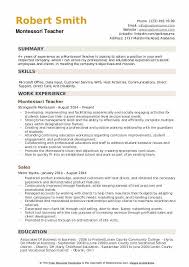 Montessori Teacher Resume Samples Qwikresume