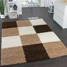 Die traditionelle farbe braun wird häufig mit konnotationen wie wärme oder. Shaggy Teppich Hochflor Langflor Gemustert In Karo Braun Beige Creme Ebay