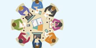 Illustration Of Group Of Coworkers Around A Table Seen From Above Student Teaching Illustration Kids Rugs