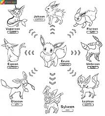 Evoluciones De Eevee Para Colorear