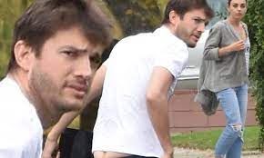 Ashton Kutcher flashes his backside in slouchy bottoms while stepping out  with wife Mila Kunis | Daily Mail Online