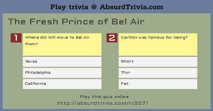 May queen, wisley crab, foxwhelps and lane's prince albert are all species of what? Trivia Quiz The Fresh Prince Of Bel Air