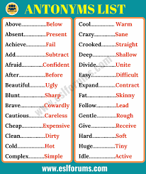 List Of 200 Antonyms From A To Z In English Esl Forums Learn English Words Antonyms Learn English