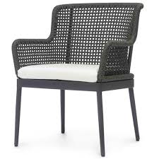 Nautical, coastal and beach : Palecek Somerset Coastal Beach Black Woven Rope Outdoor Dining Arm Chair Kathy Kuo Home