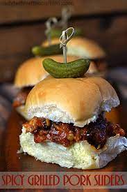 Spicy Grilled Pork Sliders Recipe Pork Sliders Grilled Pork Food