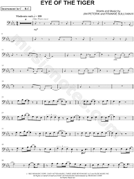 Bass clef duets is a project that i (zach collins) started in the summer of 2015 that it allows musicians to play duets at any time even if they don't have sheet music or a friend to play with. Survivor Eye Of The Tiger Bass Clef Instrument Sheet Music Cello Trombone Bassoon Baritone Horn Or Double Bass In C Minor Download Print Sku Mn0119418
