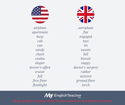 Main Differences Between American And British English American English Words English Words British English Words