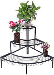Wooden corner flower plant stands indoor flower stand rack shelf outdoor patio. Corner Plant Rack Stand 3 Tier Black Flower Pot Stand Metal Corner Shelf Flower Plant Pot Storage Rack Garden Stair Step Style Display Plant Ladder Buy Online In Bosnia And Herzegovina At Bosnia Desertcart Com Productid