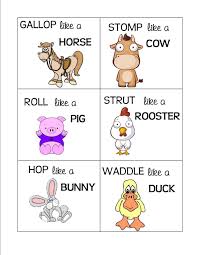 Nice Action Cards For Our Animal Unit Farm Theme Preschool Farm Preschool Kindergarten Games
