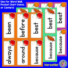 grade 2 fall dolch sight word cards pocket chart game