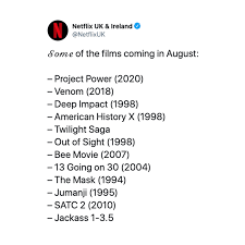 Netflix uk announces the films and tv coming in august 2020. Netflix What Films Will You Be Adding To Your Watch List Facebook