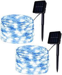 These led fairy lights are available in warm white and yellow colors and are controlled by an on/off switch. Buy Set Of 2 Solar Powered 100 Led String Lights Blue Copper Wire Fairy Lights Decoration Garden Lights Solar Christmas Lights For Outdoor Online In Turkey B083g26yzy