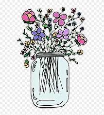Draw white roots firmly with crayon. Flowers Tumblr Stickers Sticker Simple Flowers In Mason Jar Drawing Hd Png Download 1024x931 2391291 Pngfind