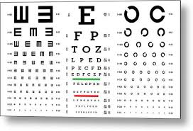 Eye Test Chart Vector Vision Exam Optometrist Check Medical Eye Diagnostic Different Types Sight Eyesight Optical Examination Isolated On