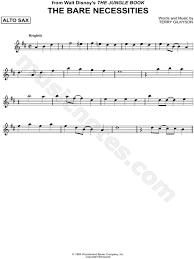 The Bare Necessities From The Jungle Book Sheet Music Alto Saxophone Solo In D Major Download Print Saxophone Sheet Music Jungle Book Sheet Music