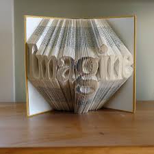 Folded Book Art Sculpture Anniversary Gifts Boyfriend Unique Wedding Gift Imagine Your Choice Of Words Folded Book Art Book Sculpture Book Page Art