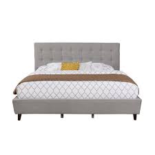 Charmingly designed with grace and distinction, this queen platform bed comes with an upholstered polyester fabric base and tufted headboard, solid wood legs and a slatted wood support system that eliminates the need for a box spring. Linen Panel Footboard Rails And Slats Queen Size Grey Walmart Com Walmart Com