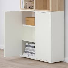 Eket Storage Combination With Feet White White Stained Oak Effect Width 27 Ikea Ikea Eket Eket Ikea