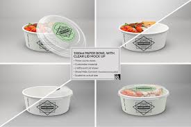 1300ml Paper Bowl Clear Lid Mockup Food Mockup Paper Bowls Free Fast Food