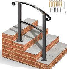 This is a summary of the other handrail requirements found at r311.7.8: Buy Flyskip Handrails For Outdoor Steps Height Adjustable 3 Step Handrail Kit Fits 1 Or 3 Steps Wrought Iron Handrail Stair Rail For Indoor Steps With Installation Kit Black Online In Vietnam B094dqtn76