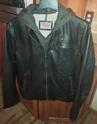 New Levi S Racer Moto Hooded Faux Brown Leather Sherpa Lined Jacket Coat L Levi S Levi Sjacket Motohoodedjacke Sherpa Lined Jacket Mens Outfits Hooded Faux