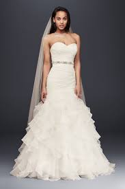 Organza Mermaid Wedding Dress With Ruffled Skirt David S Bridal Davids Bridal Wedding Dresses Ruffle Wedding Dress Bridal Wedding Dresses