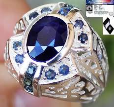 Stunning 4 40 Cts Genuine Blue Sapphire Ring 100 Solid 925ss S 7 5 Nr Jewelryploysai Vintage With Images Mens Pinky Ring Men Diamond Ring Mens Jewelry