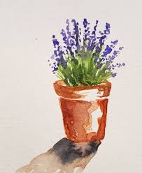 Download Pot Of Lavender Watercolor Watercolor Flowers Paintings Watercolor Paintings For Beginners Watercolor Illustration