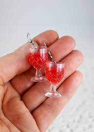 Red Wine Cup Earrings Fun And Original Jewelry For Wine Lovers Miniature Food Women S Earrings Red Wine Cups Wine Lovers Red Wine