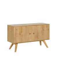 Sélection.enfilade basse (lowboard) de style scandinave en teck, composée de 3 caissons identiques à double tiroir. Buffet Bas Design Scandinave Blanc Et Chene Coloris Porte Au Choix