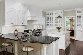 Black granite countertop kitchen island. White Kitchen With Black Counters Novocom Top