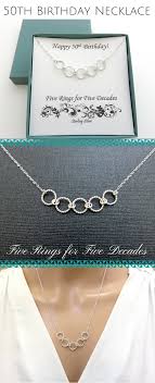 Maybe you would like to learn more about one of these? 50th Birthday Gifts Five Rings Necklace Sterling Silver Necklace 50th Birthday 50th Anniversary Birthday Gifts For Her Handmade Jewelry Gift 50th Birthday Gifts For Woman Birthday Necklaces