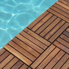 Choose from a checkered pattern or slat pattern. Le Click Classic Dark Teak Wood Interlocking Deck Tiles Dcg Stores