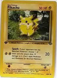 Wow 1st Edition Pikachu 60 64 Pokemon Jungle Set First Edition Tcg Very Sharp Card Nm Pikachu Pokemon Card Pikachu Mouse Pokemon