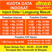Paket freedom u merupakan paket terbaru dari indosat ooredoo yang memungkinkan anda supaya tidak perlu khawatir lagi dengan kuota aplikasi. Injek Kuota Data Indosat Freedom Combo Freedom Internet Freedom Harian Murah Shopee Indonesia