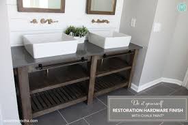 Crafted from solid and manufactured wood, this piece rests atop four tapered legs that help you clean underneath, while three drawers and two doors offer ample space to tuck away toiletries. Diy Restoration Hardware Finish With Chalk Paint Avanti Morocha
