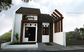 Rumah sederhana dengan cat gelap dan batu alam. Desain Rumah Minimalis Kecil Tapi Mewah Supplier Bata Ekspos
