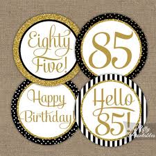 Black And Gold Topper Printable 85th Birthday Cupcake Toppers Black Gold 50th Birthday Cupcakes 60th Birthday Cupcakes Glitter Birthday