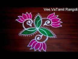 Colourful Peacock Flower Rangoli Kolam Rangoli Designs With Dots Simple Sankranthi Muggulu You Rangoli Designs Rangoli Designs With Dots Small Rangoli Design